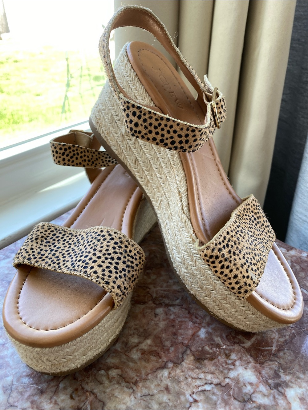 J. Crew Leopard Print Espadrille Platform Sandals in Tan and Black